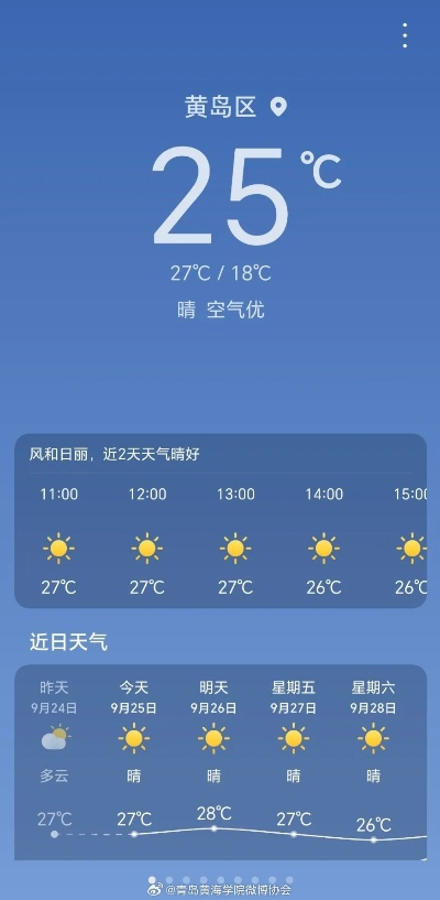 黄岛区天气预报（明天黄岛区天气预报）